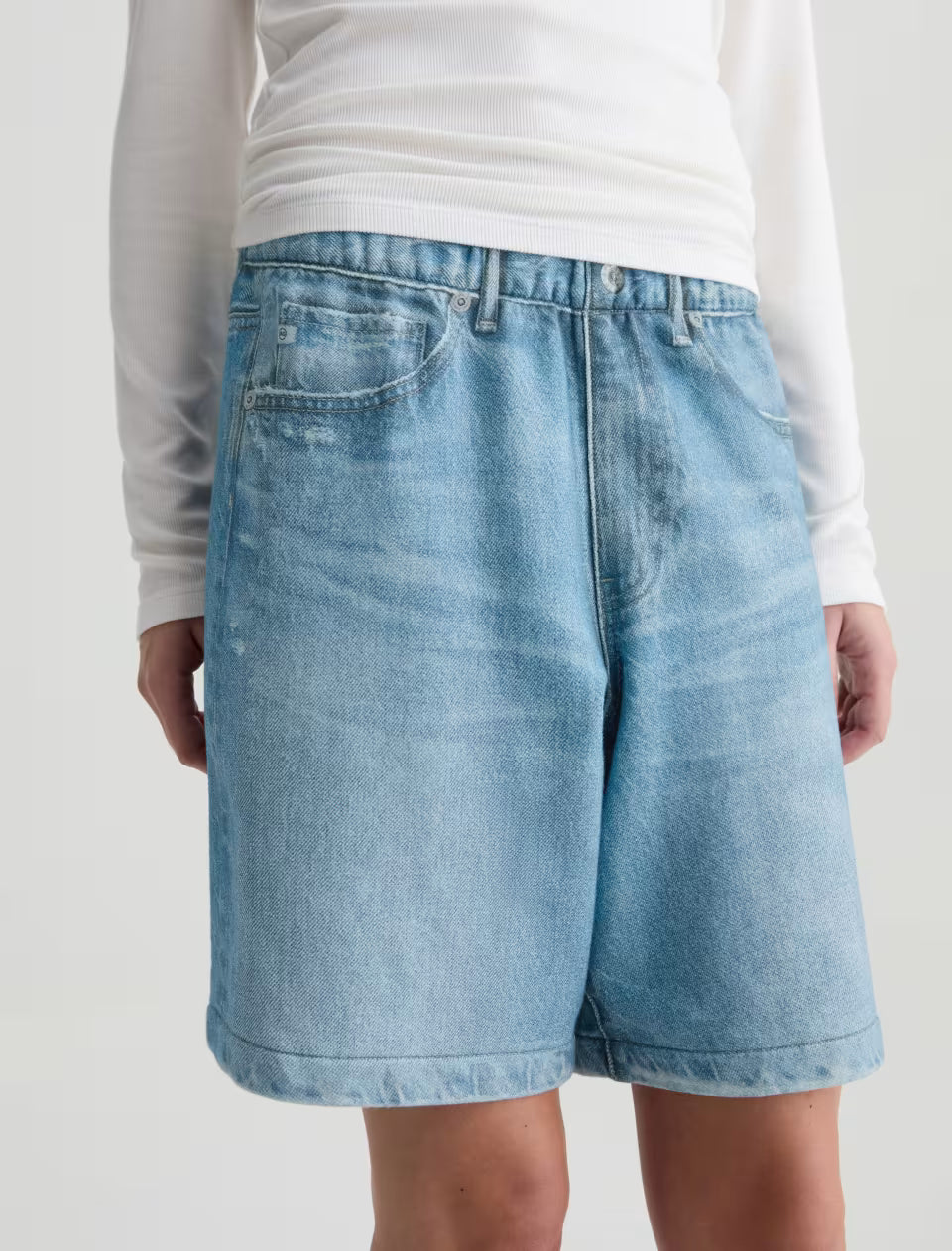 EX-BOYFRIEND OFF-DUTY DENIM SWEATSHORT - SPLASH