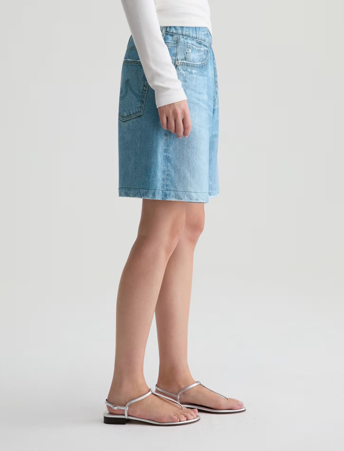 EX-BOYFRIEND OFF-DUTY DENIM SWEATSHORT - SPLASH