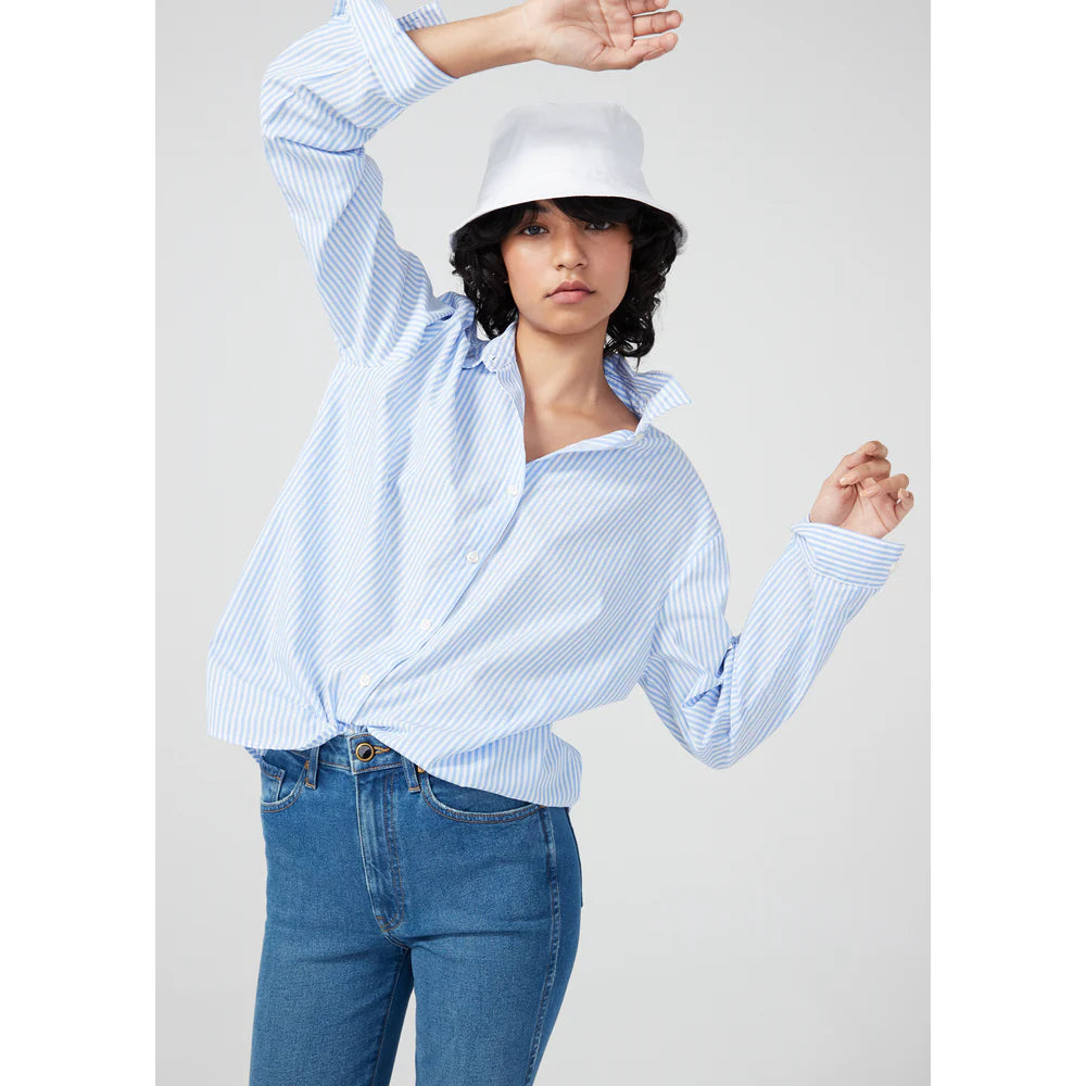THE HUTTON OVERSIZED SHIRT - WHITE/SKY