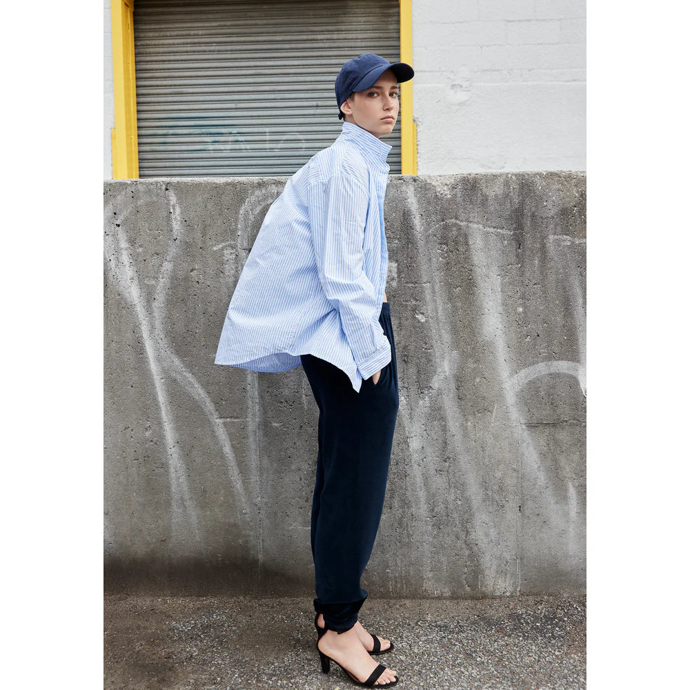 THE HUTTON OVERSIZED SHIRT - WHITE/SKY