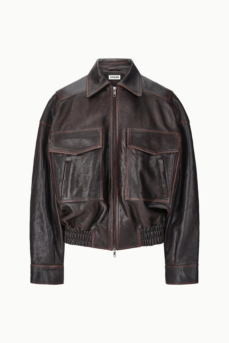 EUGENE LEATHER JACKET - DISTRESSED BROWN
