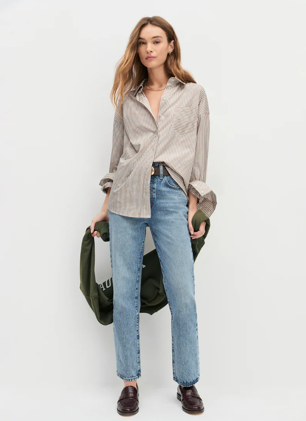 THE BEAU SHIRT - MOCHA STRIPE