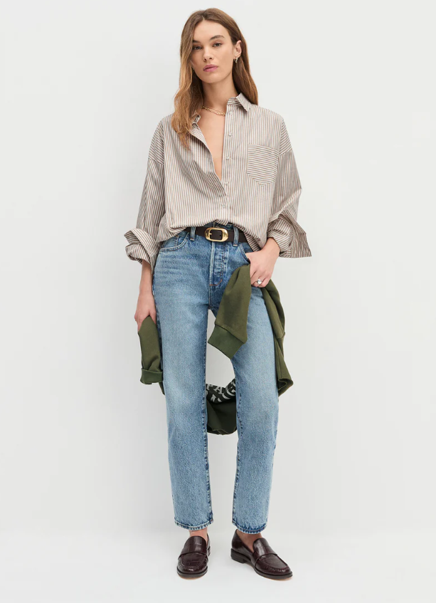 THE BEAU SHIRT - MOCHA STRIPE