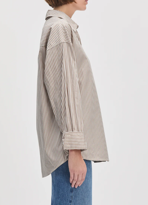THE BEAU SHIRT - MOCHA STRIPE