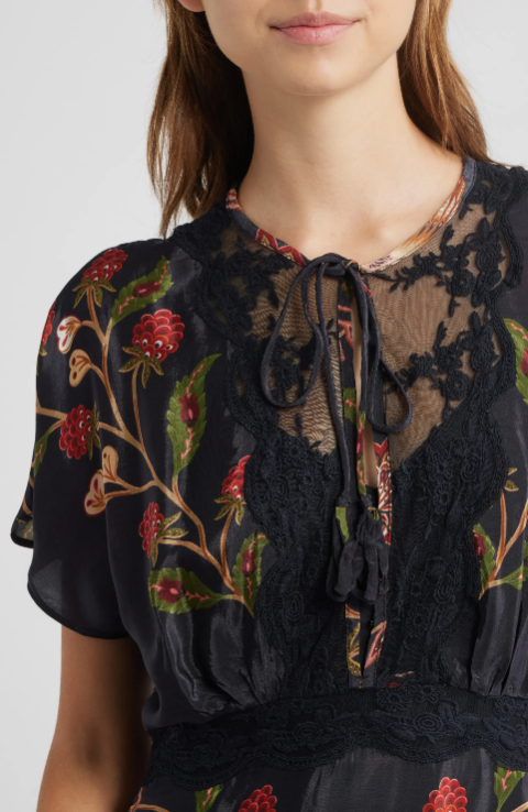 BERRY GARDEN BLACK MINI DRESS
