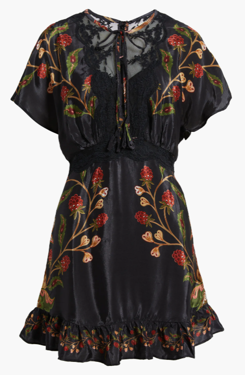 BERRY GARDEN BLACK MINI DRESS