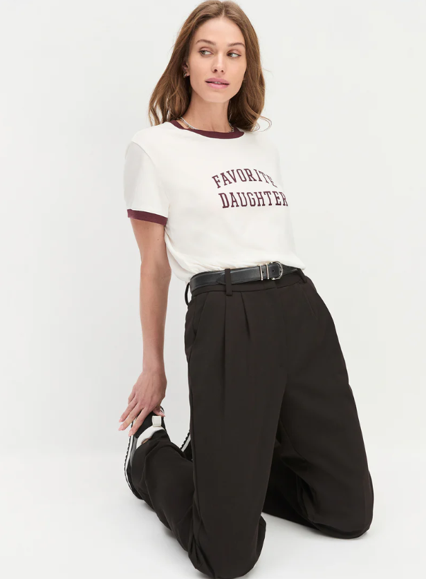 THE COLLEGIATE RINGER TEE - WHITE/BURGUNDY