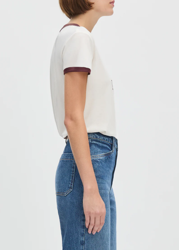 THE COLLEGIATE RINGER TEE - WHITE/BURGUNDY
