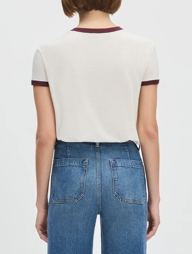 THE COLLEGIATE RINGER TEE - WHITE/BURGUNDY
