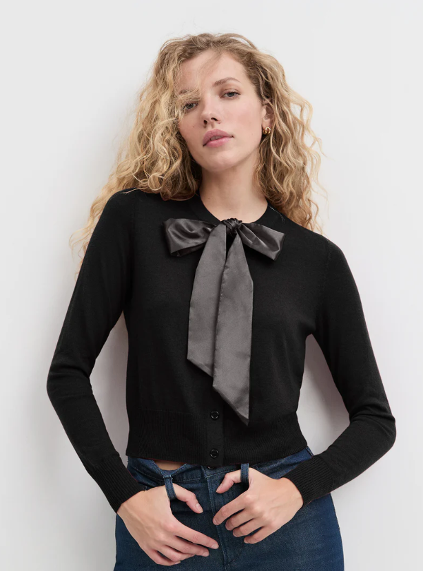 THE TAKE A BOW CARDIGAN - BLACK