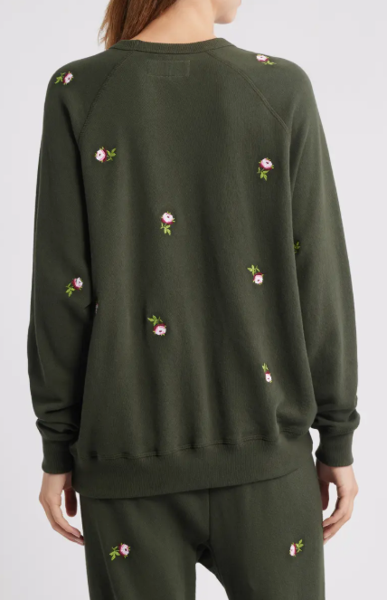 THE COLLEGE SWEATSHIRT W/ EMBROIDERED ROSES