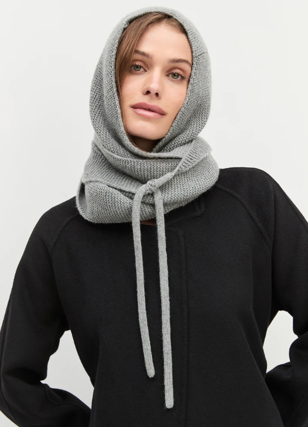 HOODED SCARF - HEATHER GREY