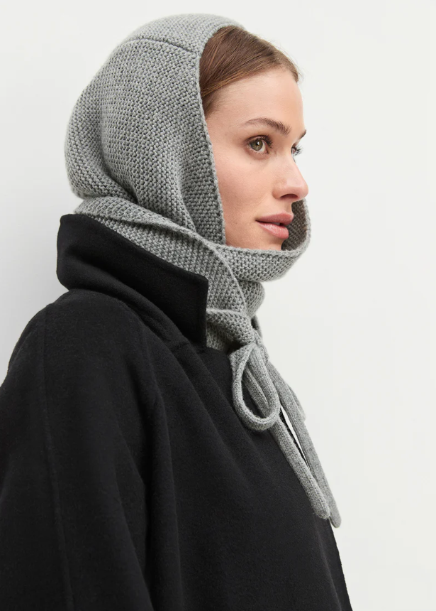 HOODED SCARF - HEATHER GREY