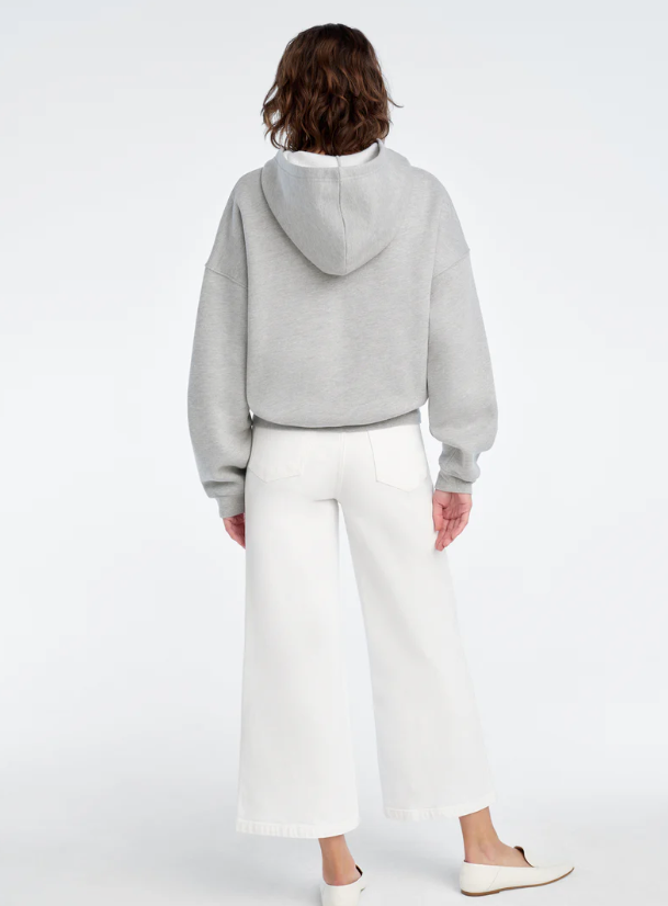 THE FAVORITE DAUGHTER HEART EMBROIDERED HOODIE - HEATHER GREY