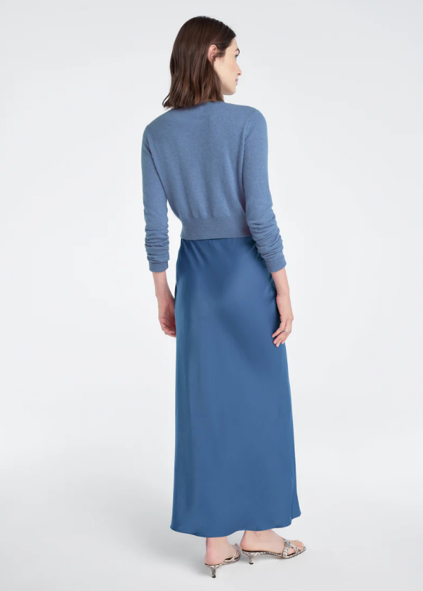 THE CROPPED REBECCA CARDIGAN - RIVER BLUE