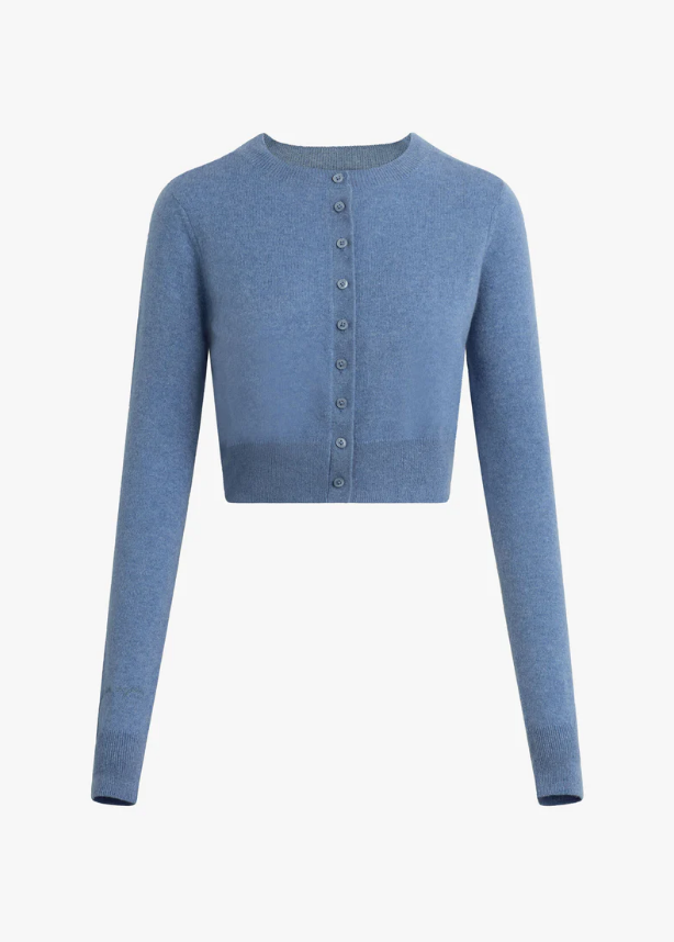 THE CROPPED REBECCA CARDIGAN - RIVER BLUE