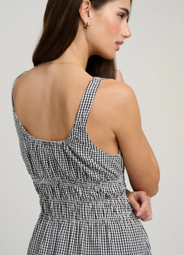 THE SLEEVELESS SWOON DRESS - NAVY/WHITE