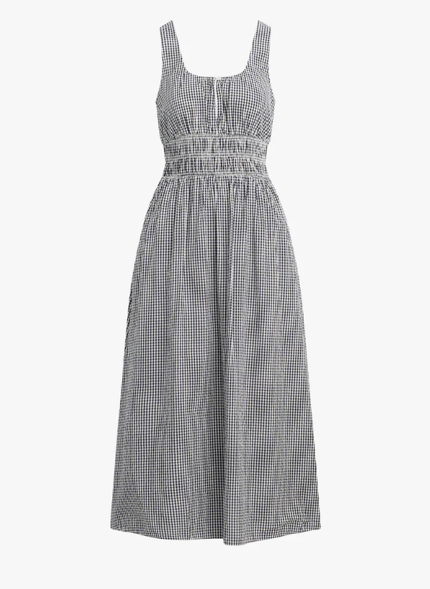 THE SLEEVELESS SWOON DRESS - NAVY/WHITE