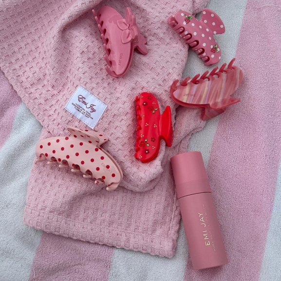 BIG EFFING CLIP IN BLUSH POLKA DOT