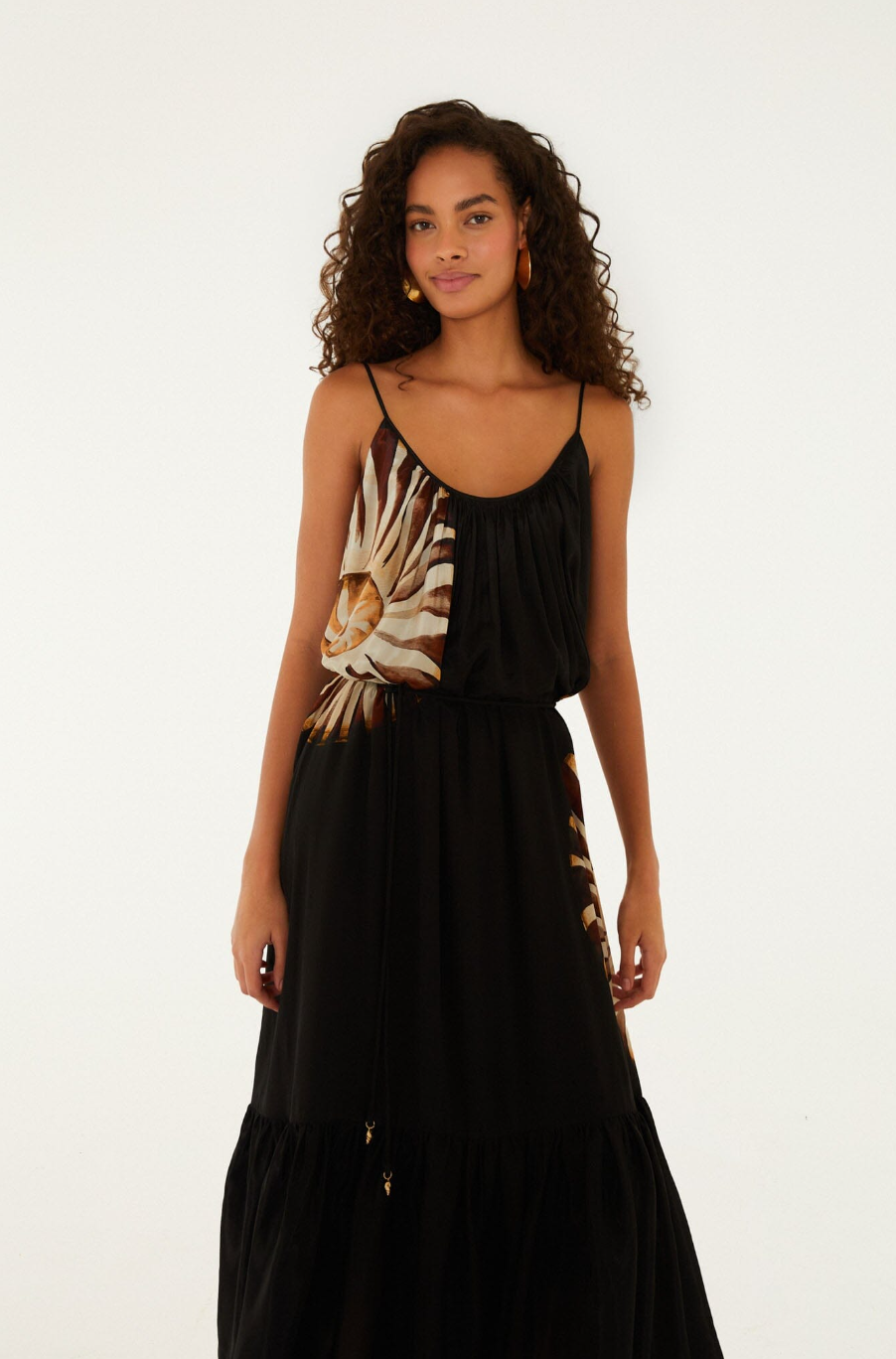 BLACK AMMONITE BELTED POCKETS OPEN BACK MAXI DRESS