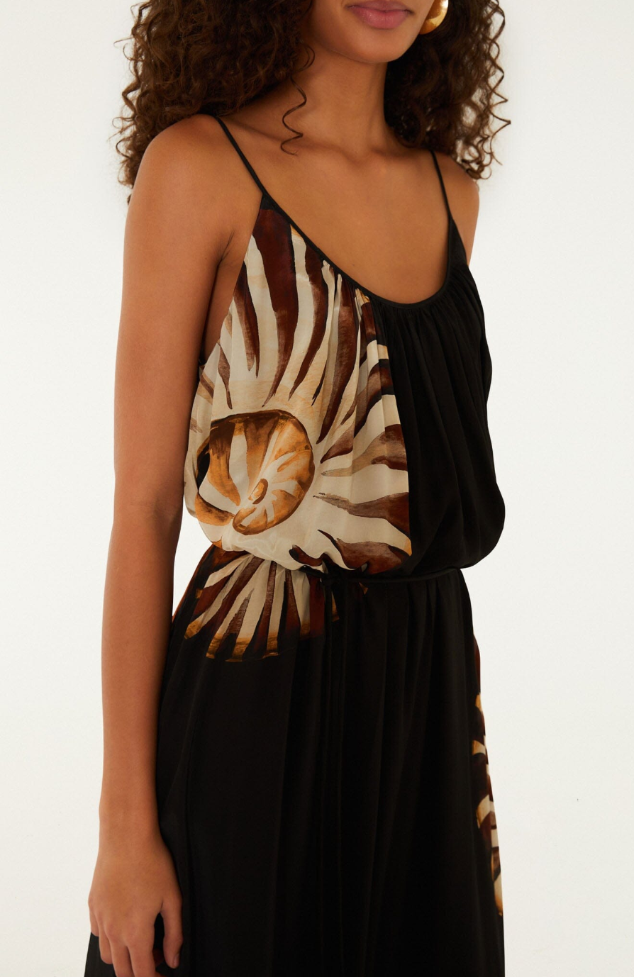 BLACK AMMONITE BELTED POCKETS OPEN BACK MAXI DRESS