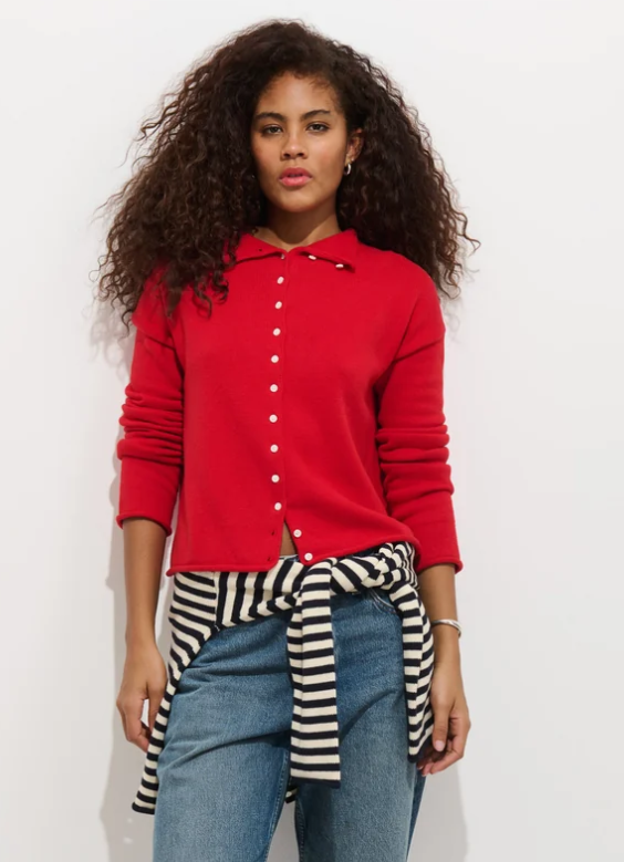 TAYLOR CARDIGAN IN COTTON CASHMERE - FIRE RED
