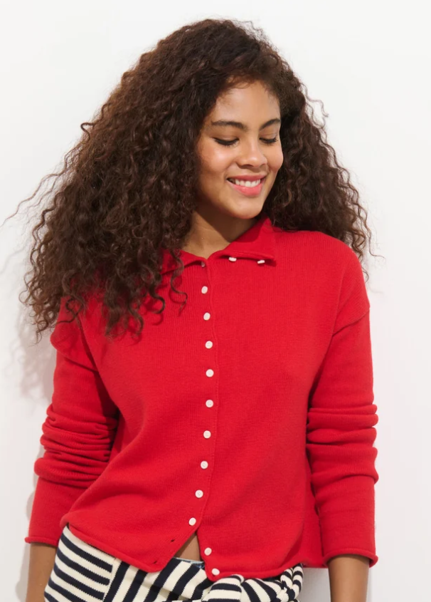 TAYLOR CARDIGAN IN COTTON CASHMERE - FIRE RED