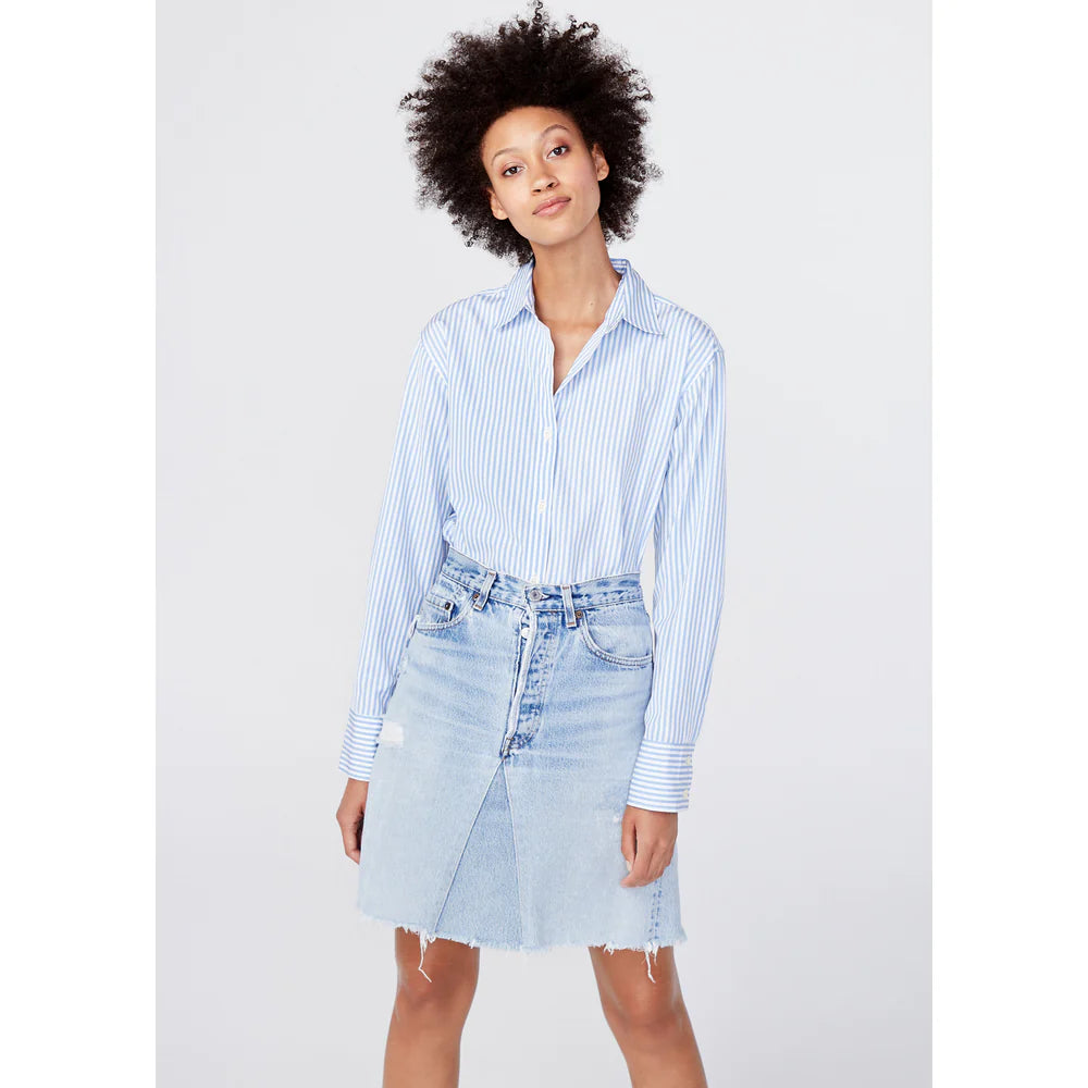 THE HUTTON OVERSIZED SHIRT - WHITE/SKY