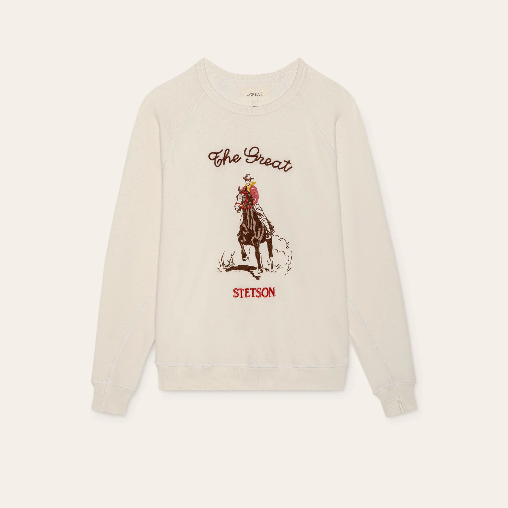 THE COLLEGE SWEATSHIRT WITH STETSON GRAPHIC - WASHED WHITE