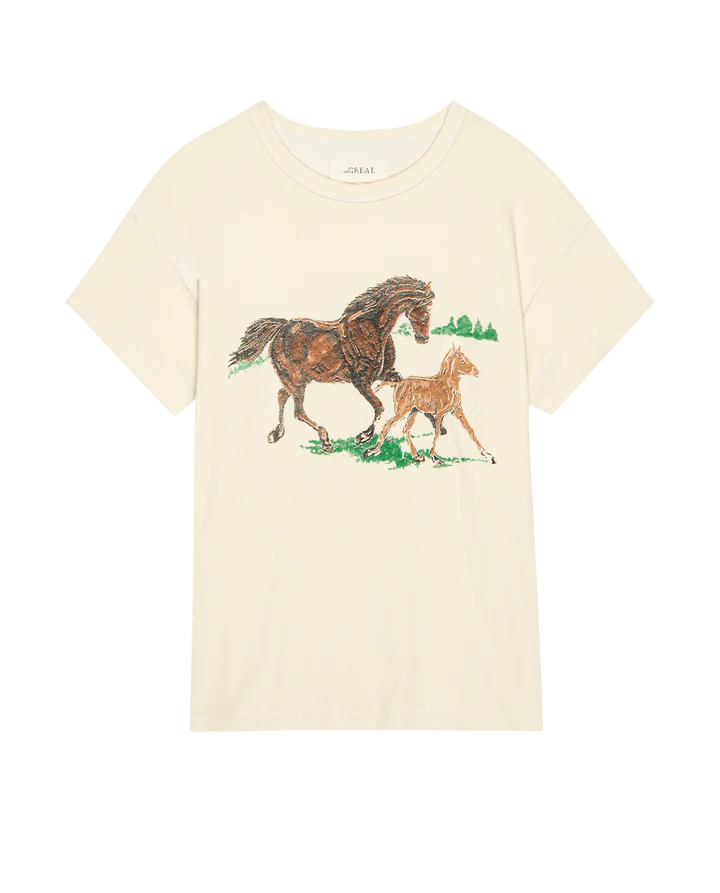 THE BOXY CREW W/ RUNNING HORSES - WASHED WHITE