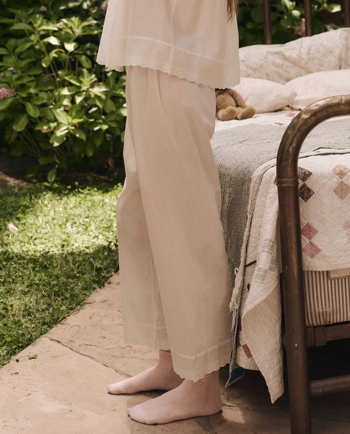 THE EYELET EASY SLEEP PANT - TRUE WHITE