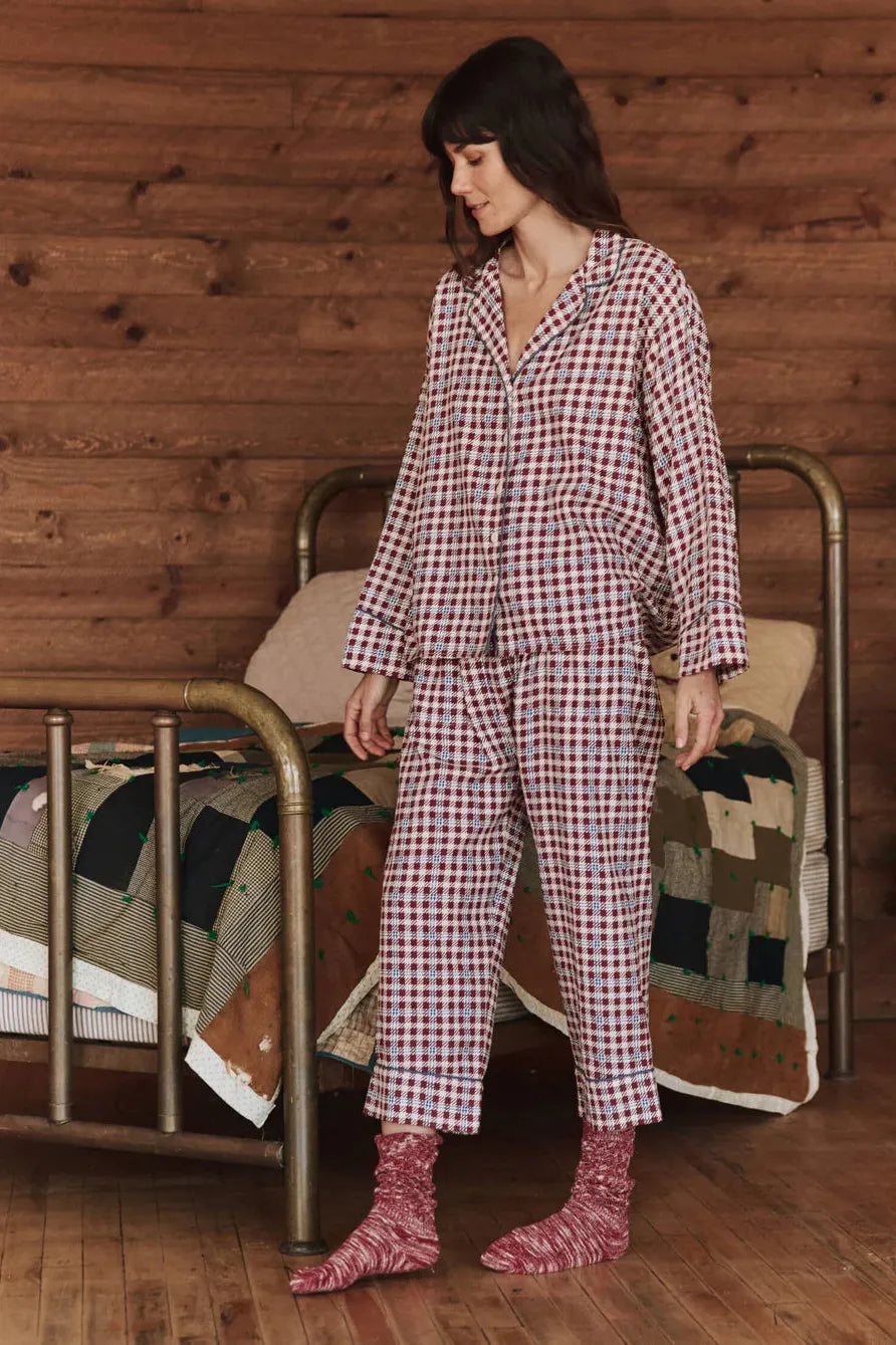 THE PAJAMA SHIRT - BORDEAUX PLAID