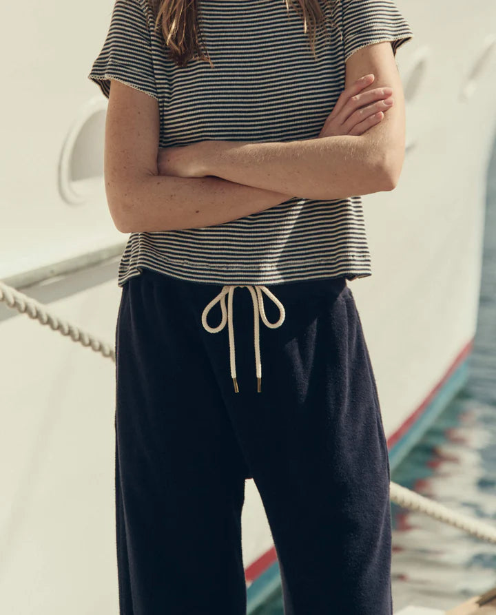 THE MICRO TERRY HORSHOE SWEATPANT - NAVY