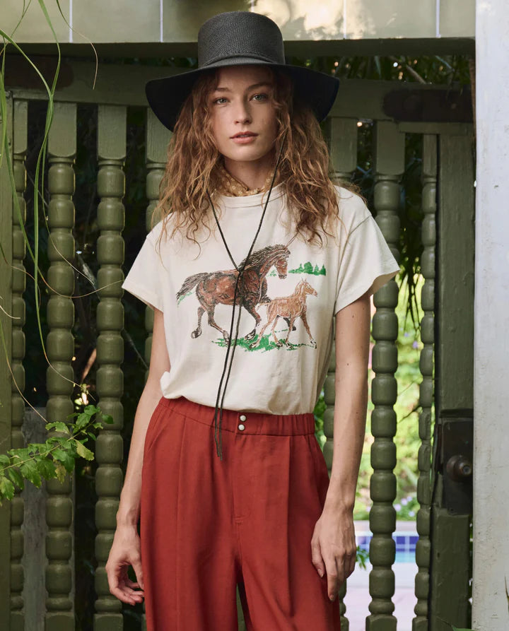 THE BOXY CREW W/ RUNNING HORSES - WASHED WHITE