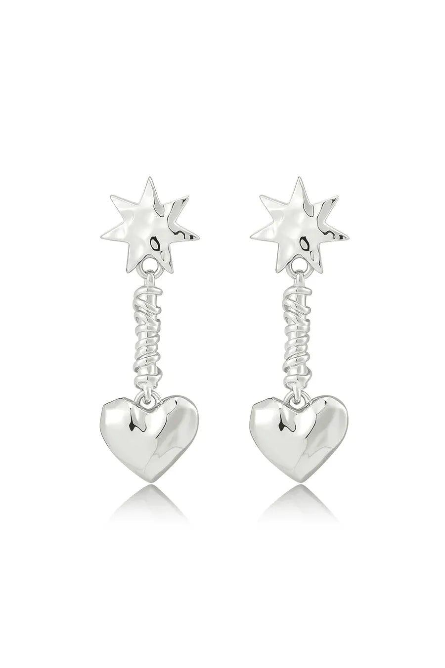 THE MOLTEN HEART DROP STUDS - SILVER