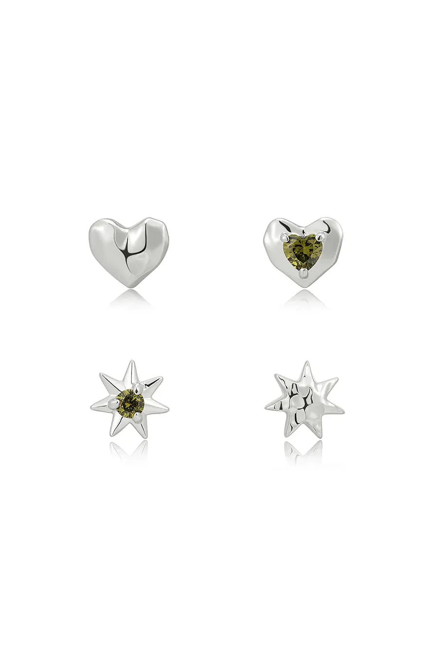 MOLTEN HEART STUD SET - SILVER