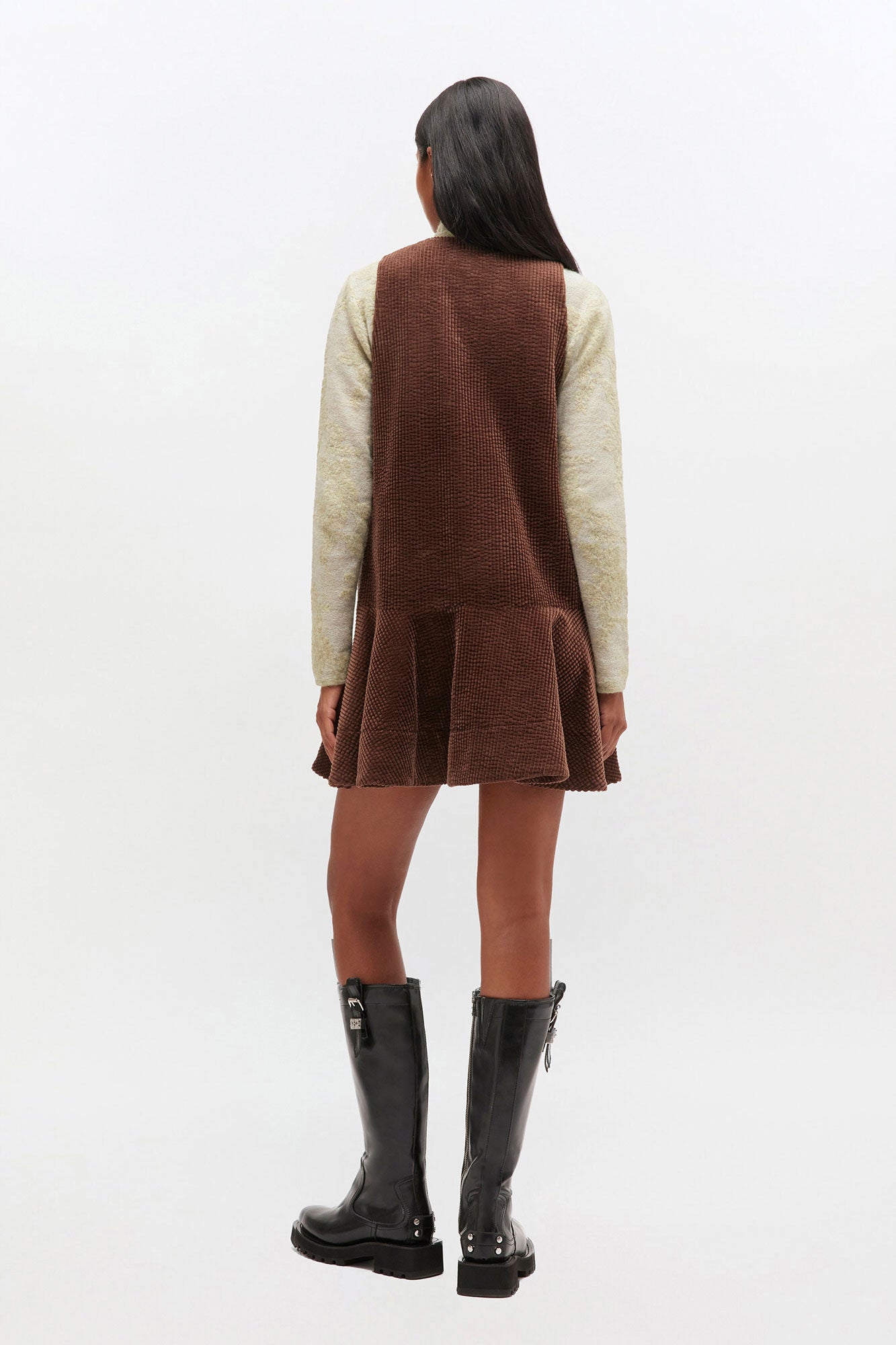 BROWN CORDUROY MINI DRESS