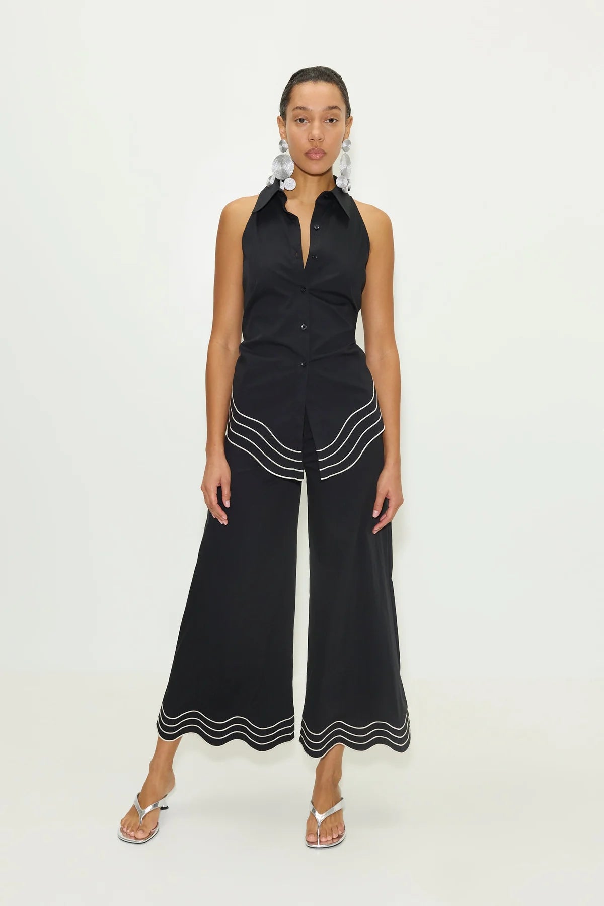 WAVY CROPPED POPLIN PANT