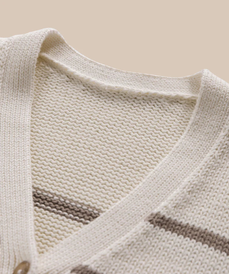 CHLOE CARDIGAN - IVORY/TAUPE STRIPE