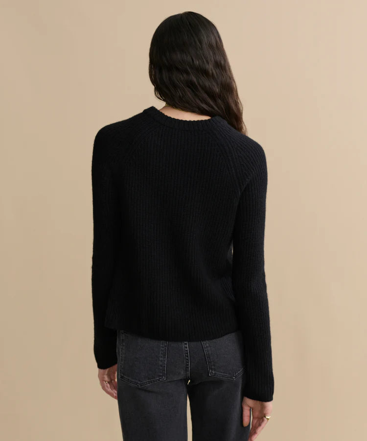 CASHMERE FISHERMAN SWEATER - BLACK