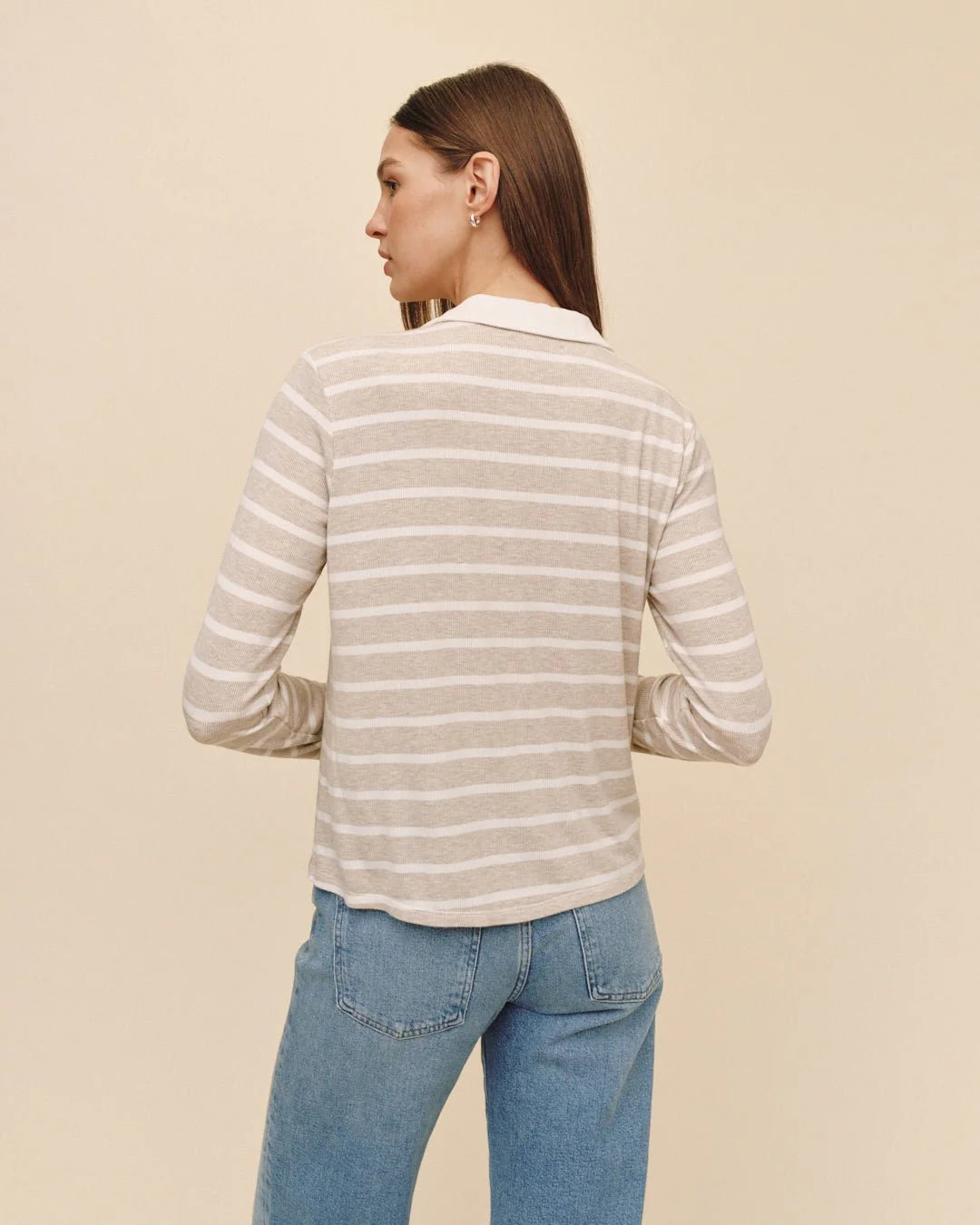 CONTRAST PLACKET BUTTON DOWN - SAND STRIPE