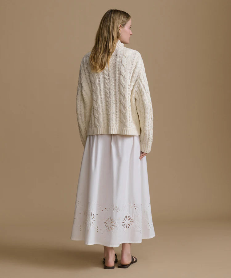 COTTON CABLE HALF ZIP - IVORY