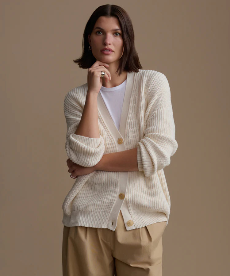 COTTON COCOON CARDIGAN - IVORY