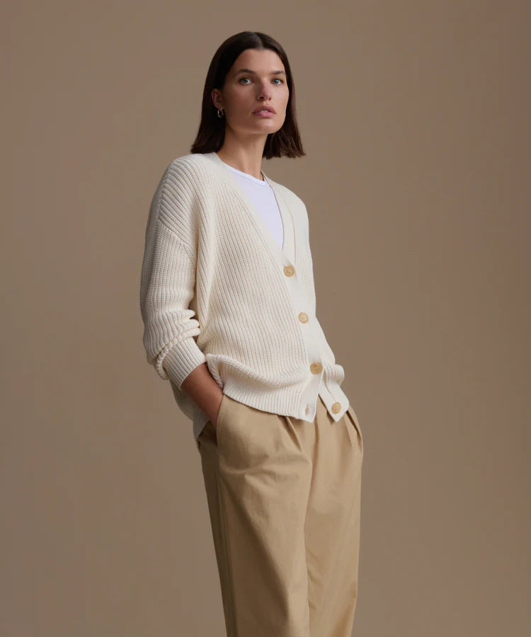 COTTON COCOON CARDIGAN - IVORY