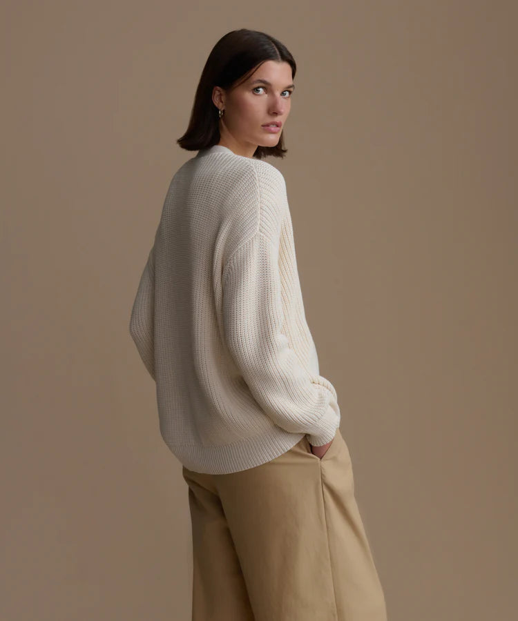 COTTON COCOON CARDIGAN - IVORY