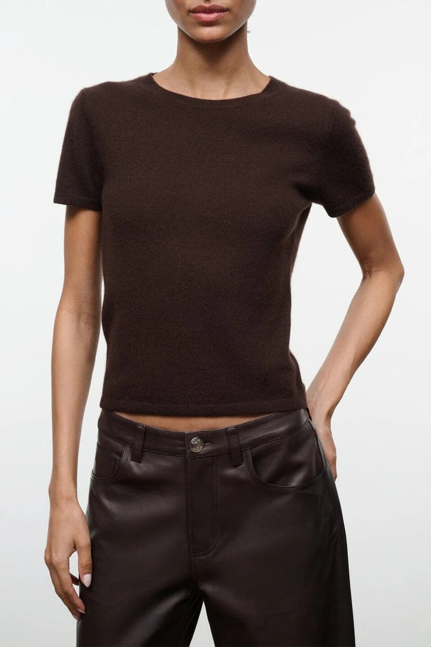 EASY CASHMERE TEE - DARK CHOCOLATE
