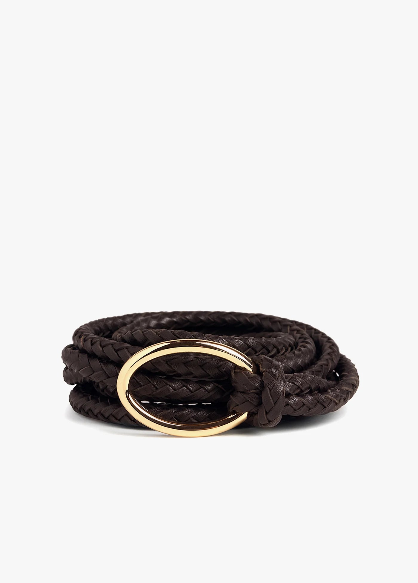 THE WOVEN KNOT BELT - DARK BROWN/POLISHED BRASS