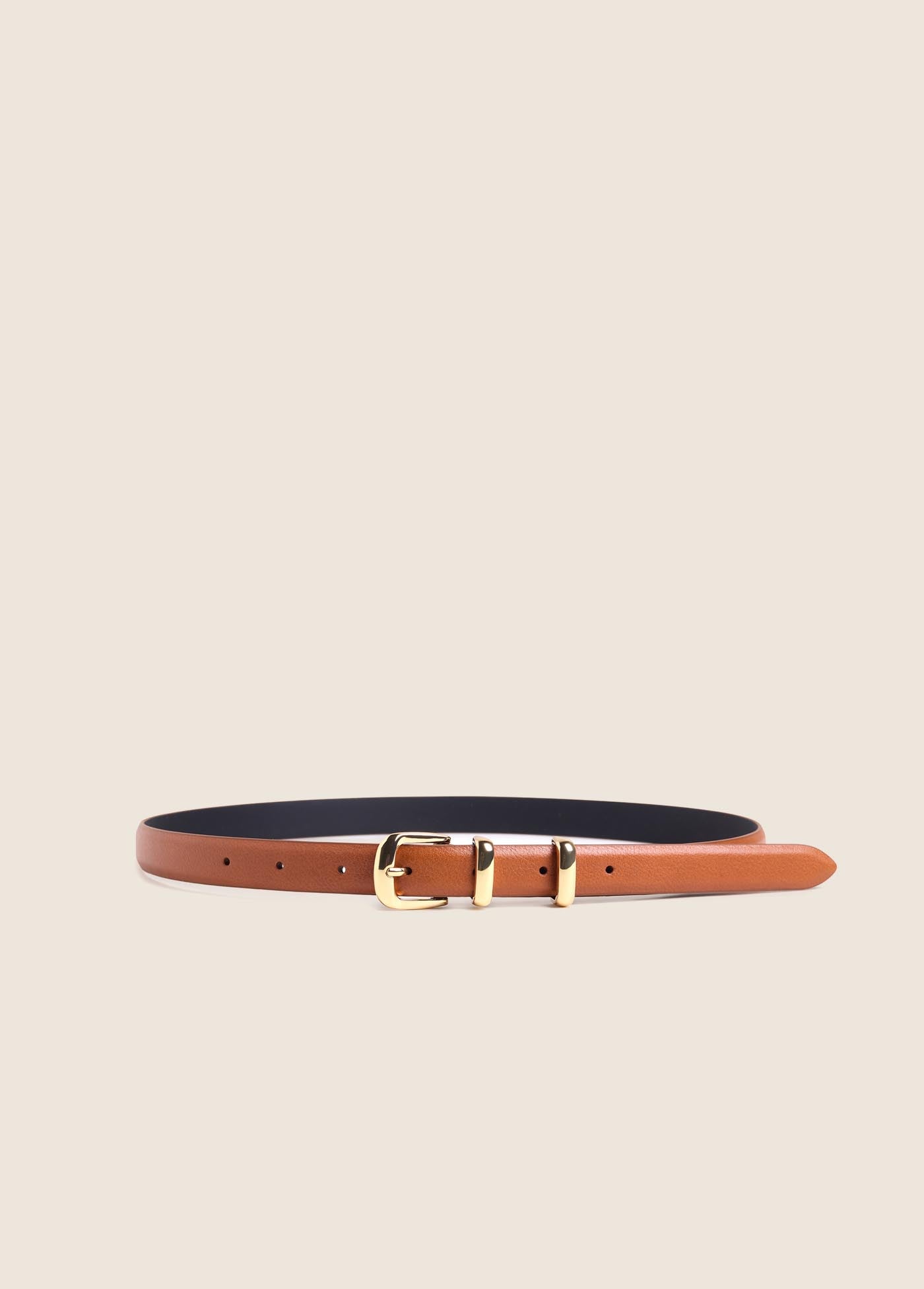 THE SKINNY JORDAN BELT - CAMEL/POLISHED GOLD