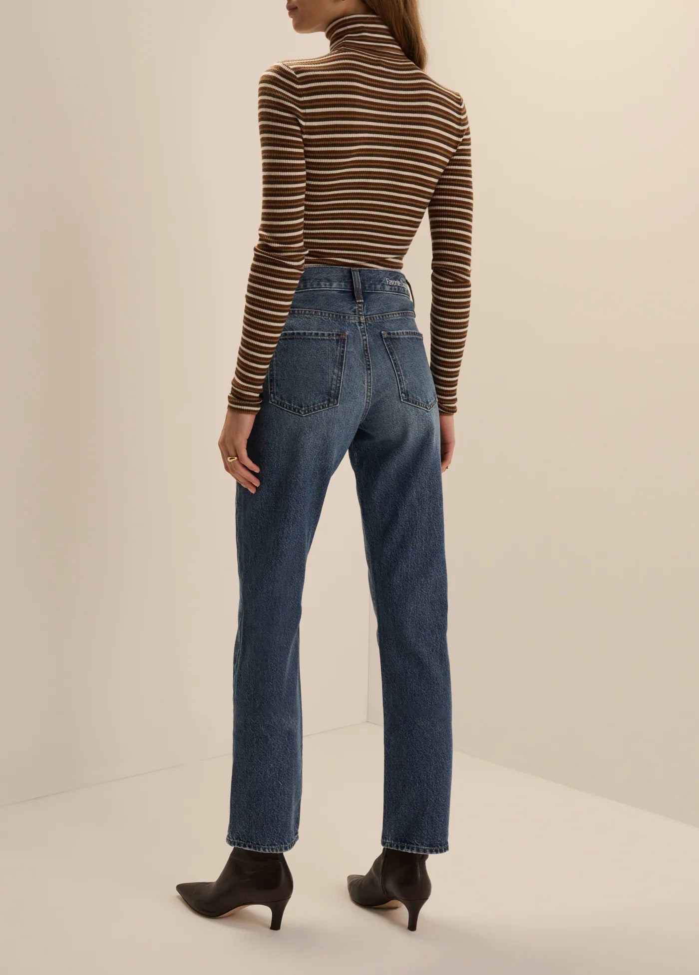 THE AMELIA LONG SLEEVE - TOFFEE MINI STRIPE