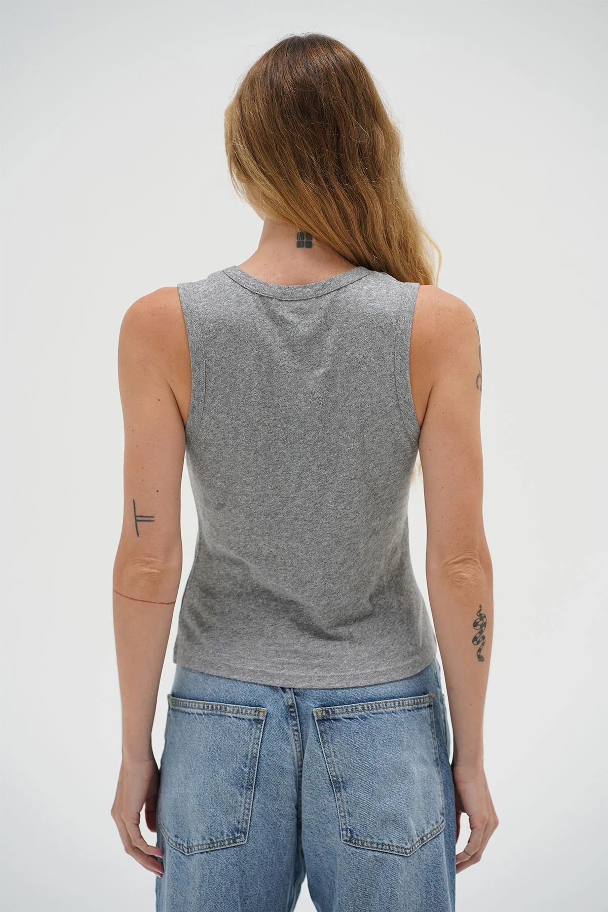DEEP U COTTON TANK - HEATHER GRAY